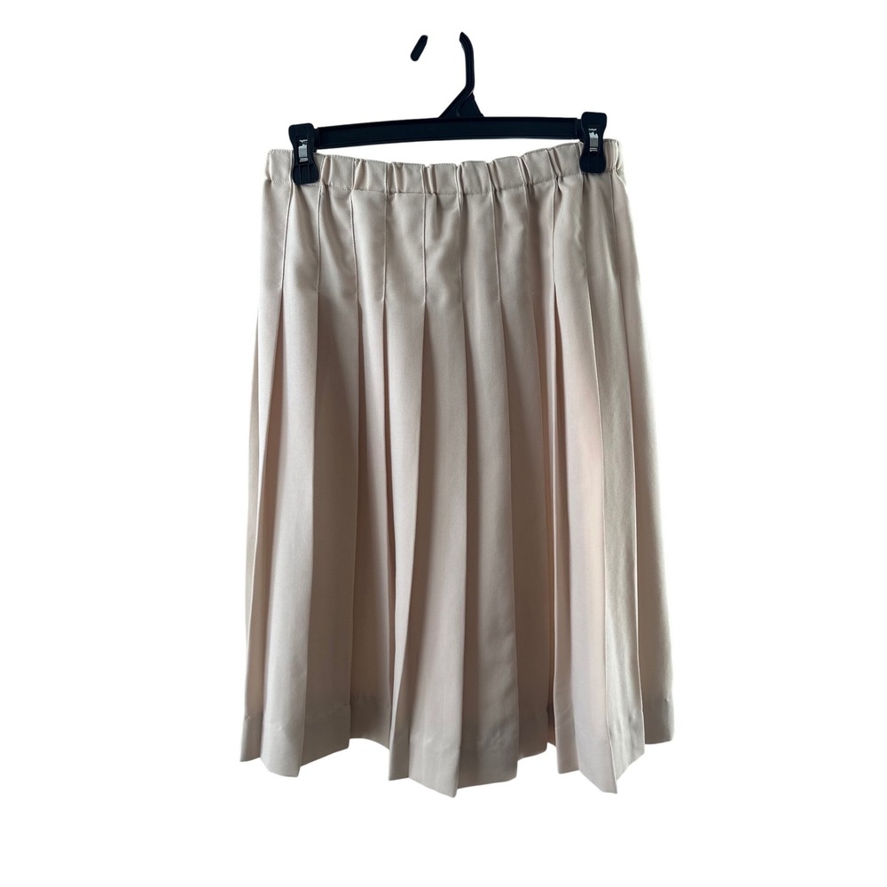 Susan Bristol Beige Pleated Midi Skirt Womens Small Elastic Waist Neutral Office